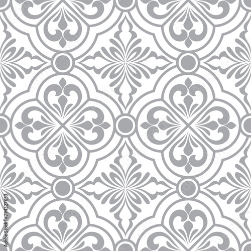 Geometric seamless gray and white patterns. Samples vector graphics.