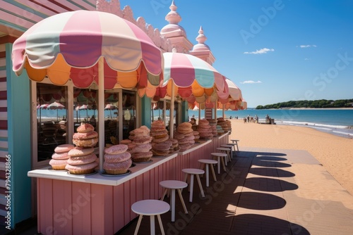 Ice Cream Shop on a summer day., generative IA photo
