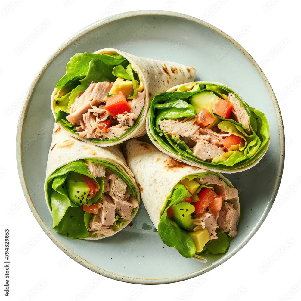 Delicious Tuna Salad Wrap Isolated on a Transparent Background Delicious Tuna Salad Wrap Isolated on a Transparent Background