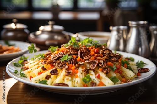 Grated carrot salad with raisins and nuts., generative IA