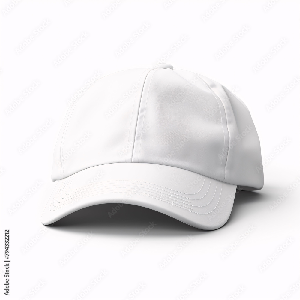 Fototapeta premium White baseball cap isolated on white background.