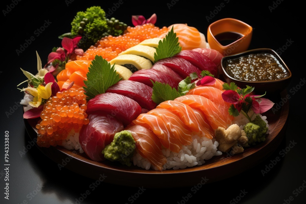 Heart -shaped sushi for Valentine's Day. ??, generative IA Heart -shaped sushi for Valentine's Day. ??, generative IA