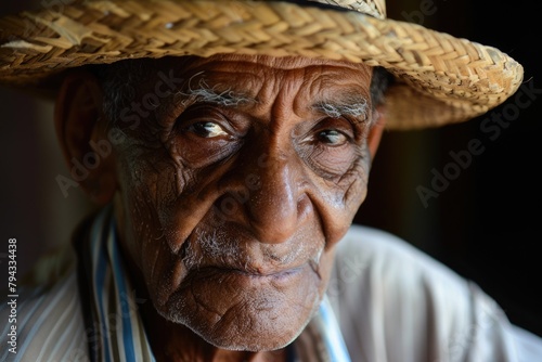 Cuban Man with Straw Hat - Sympathetic Elderly Adult Artist 