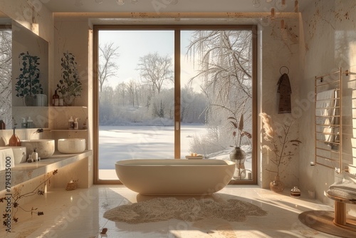 Cozy Winter Retreat  Modern Minimalist Luxury Bathroom