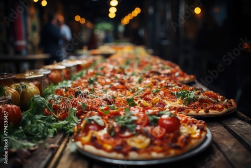 Fierce pizza competition, voracious devotion!, generative IA photo