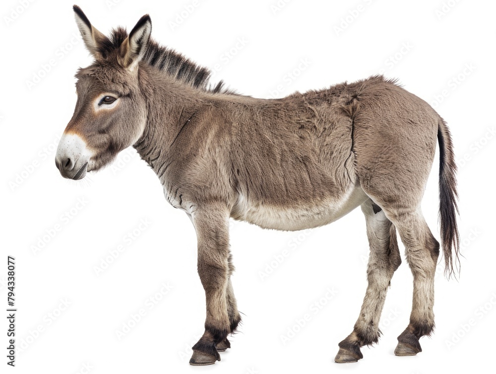 Headstrong Donkey Standing Firm. Isolated on White Background Perfect for Farm and Zoo Projects Headstrong Donkey Standing Firm. Isolated on White Background Perfect for Farm and Zoo Projects