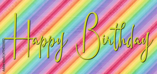 Happy Birthday - multicolor  wallpaper - Word - writen - Lettering for banner, header, flyer, card, poster, gift, cricut, sublimazion, scrapbooking, tag, green / Yellow  color

 photo