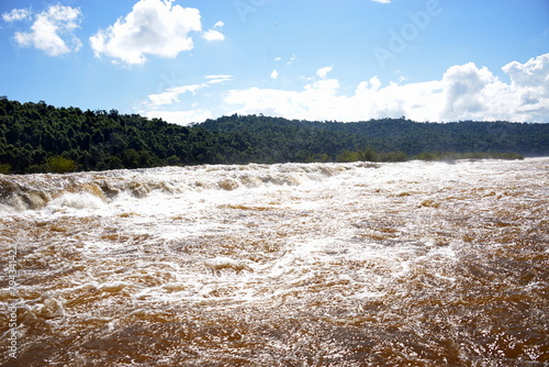 Mocona waterfalls, the largest longitudinal waterfalls in the world,  that range between 5 and 10 m in height, which interrupt the course of the Uruguay River for about 3 km.