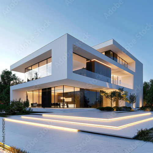 Contemporary white building with modern architecture
