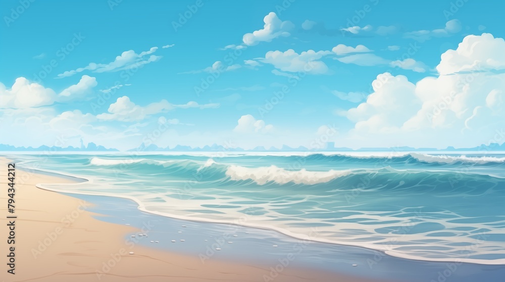 empty natural beach ocean coast landscape illustration.