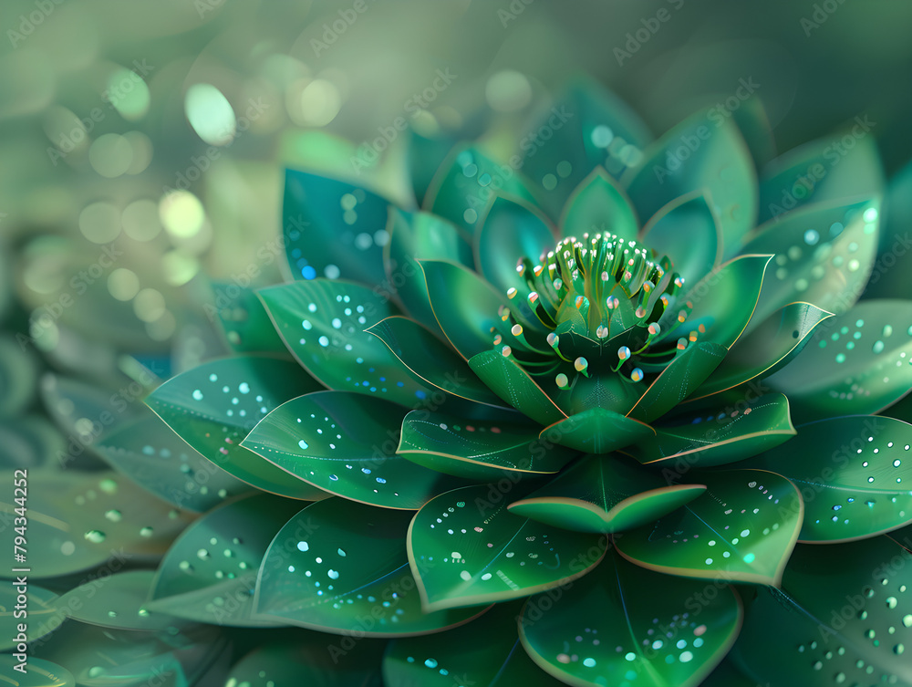 Green background with a large flower Green background with a large flower