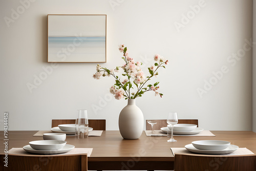 Wallpaper Mural vase with flower modern table with a vase, interior, ddining table beautiful decor Torontodigital.ca