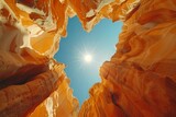 Majestic Desert Canyon Illuminated by Bright Sunlight.