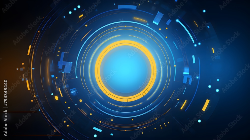 yellow and blue Abstract technology background circles digital hi-tech technology design background. concept innovation. vector illustration yellow and blue Abstract technology background circles digital hi-tech technology design background. concept innovation. vector illustration