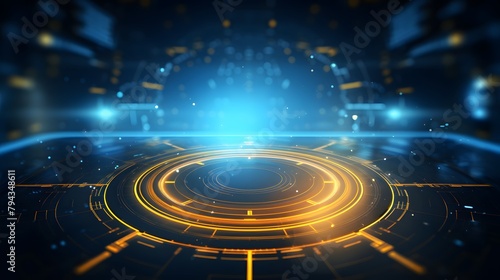 yellow and blue Abstract technology background circles digital hi-tech technology design background. concept innovation. vector illustration