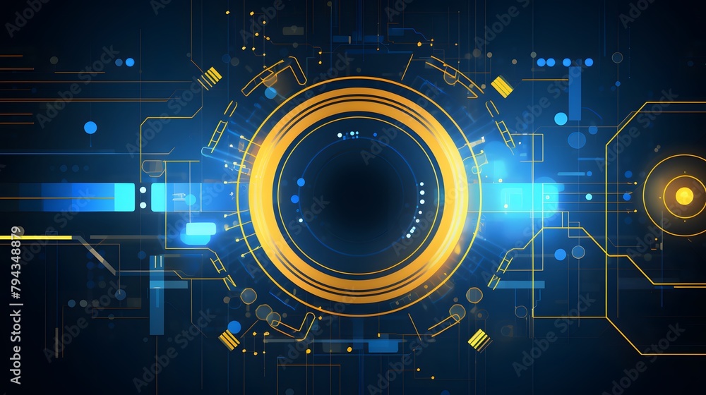 Fototapeta premium yellow and blue Abstract technology background circles digital hi-tech technology design background. concept innovation. vector illustration