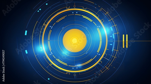 yellow and blue Abstract technology background circles digital hi-tech technology design background. concept innovation. vector illustration