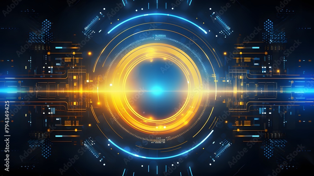 Fototapeta premium yellow and blue Abstract technology background circles digital hi-tech technology design background. concept innovation. vector illustration