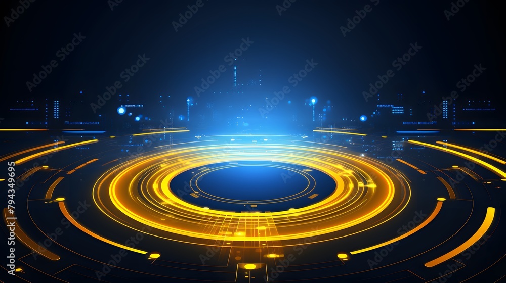 yellow and blue Abstract technology background circles digital hi-tech technology design background. concept innovation. vector illustration yellow and blue Abstract technology background circles digital hi-tech technology design background. concept innovation. vector illustration