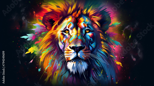 Vivid color male lion