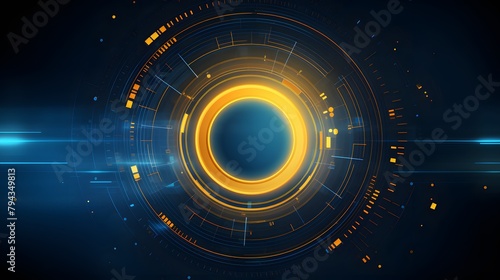 yellow and blue Abstract technology background circles digital hi-tech technology design background. concept innovation. vector illustration