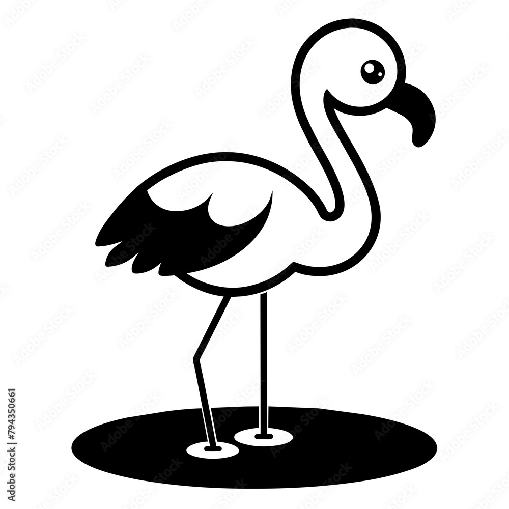 SVG A flamingo stand, Silhouette A flamingo stand Vector illustration Clipart, white background