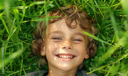 A young child's smiling in ...