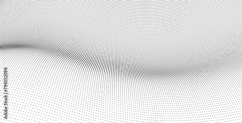 Vector dotted wave background. Abstract futuristic minimal backdrop for tech concepts and business.