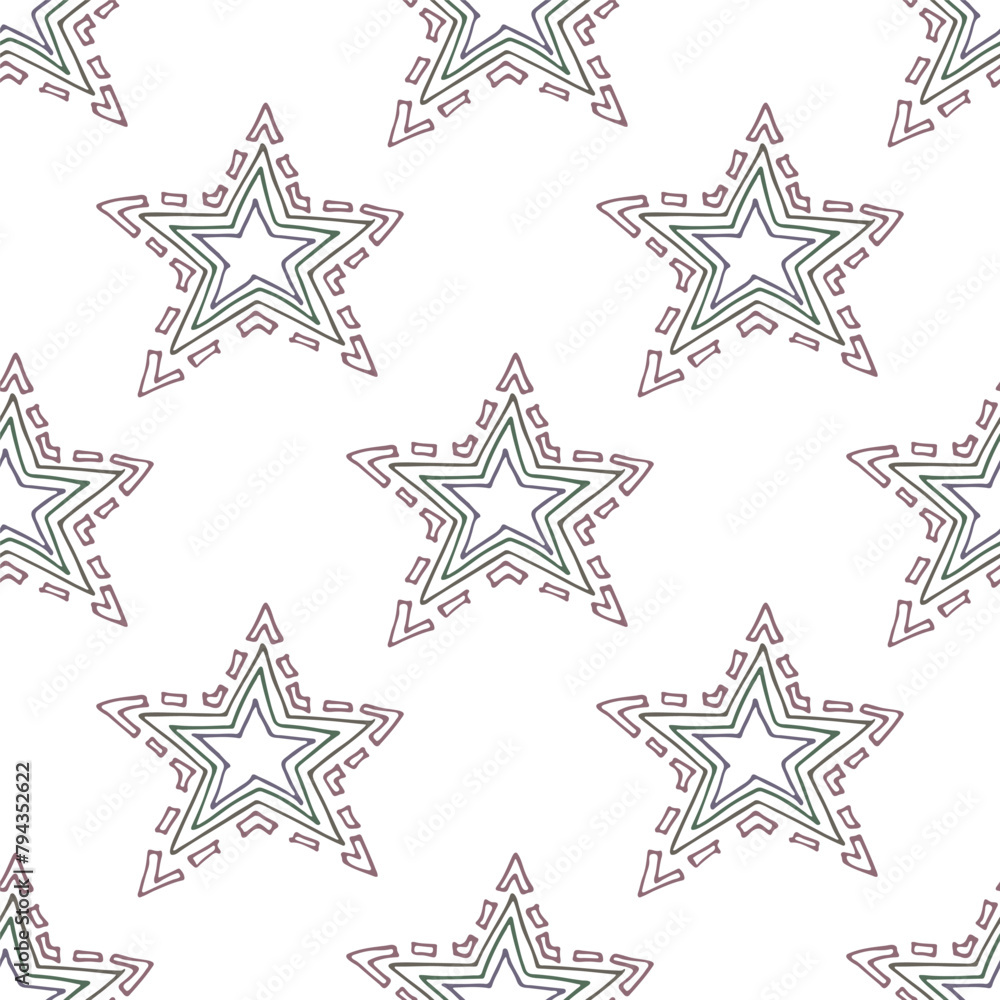 Obraz premium Seamless pattern with cute stars doodle for decorative print, wrapping paper, greeting cards, wallpaper and fabric
