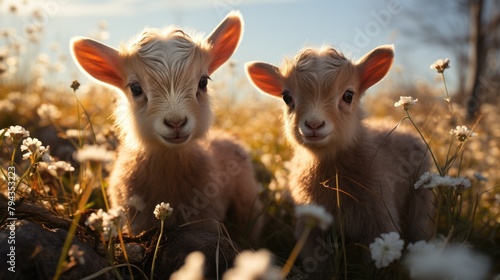 Little funny baby goats photo