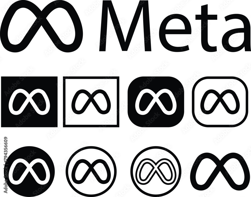 Meta Framework Logo Meta by Facebook logos set. Editorial social media icons isolated on ...
