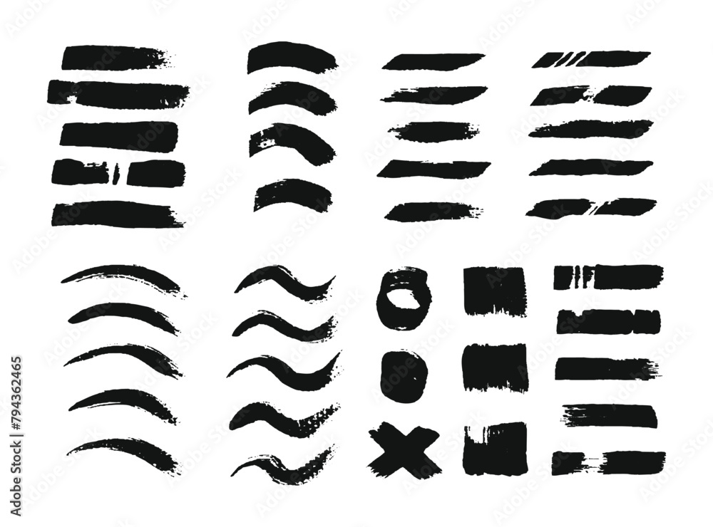Grunge paint brush strokes element bundle. Abstract Curve, circle, box, and line forms. Brushes texture design set. Rough textured stroke. Grunge paint brush strokes element bundle. Abstract Curve, circle, box, and line forms. Brushes texture design set. Rough textured stroke.