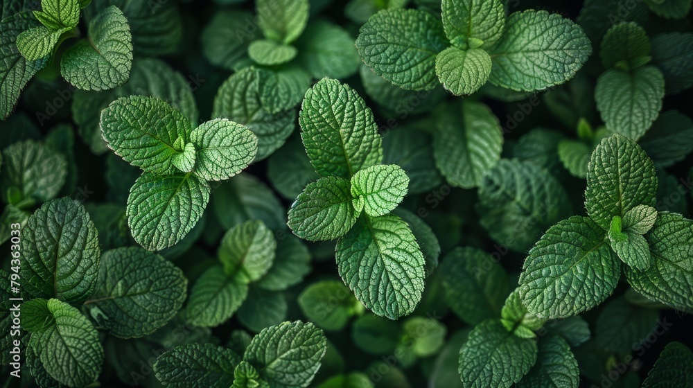 A cluster of overlapping green leaves atop a profusely leafed plant A cluster of overlapping green leaves atop a profusely leafed plant