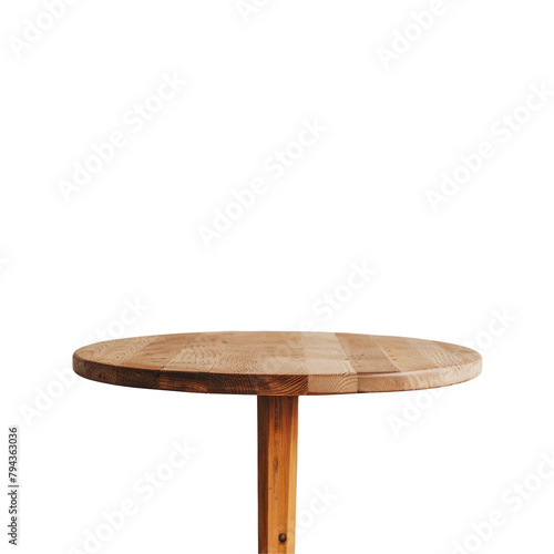 A wooden circular table stands alone against a transparent background photo