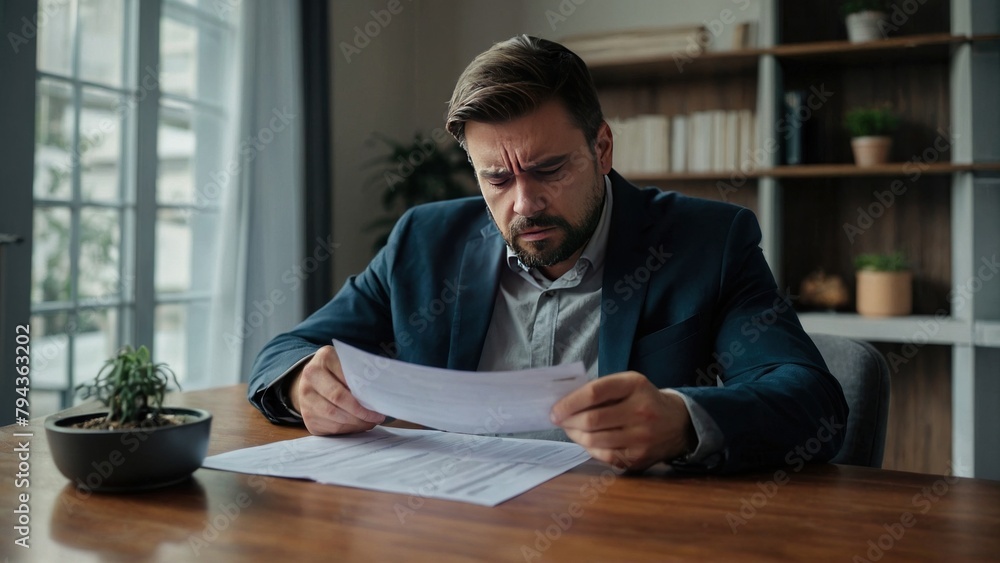 deepening financial crisis, a male businessman in his office grapples with the impending threat of bankruptcy and the harsh realities of a recession deepening financial crisis, a male businessman in his office grapples with the impending threat of bankruptcy and the harsh realities of a recession