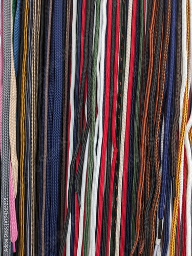 many types of colorful shoelaces