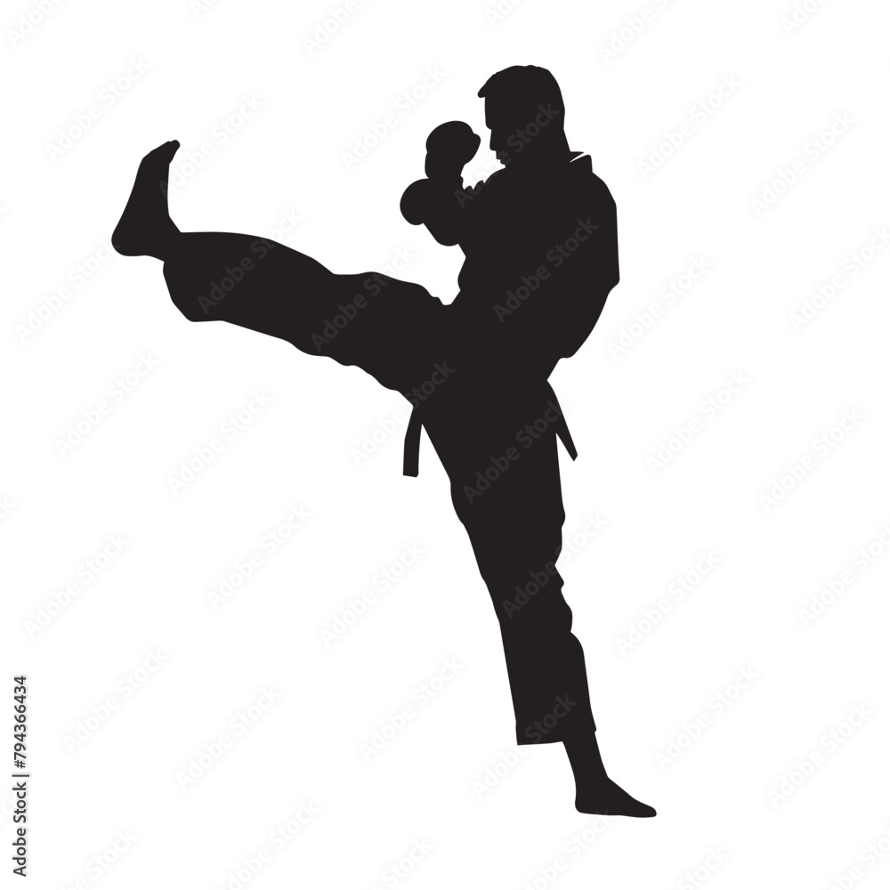 Vector silhouette of a martial arts sports person. Flat cutout icon Vector silhouette of a martial arts sports person. Flat cutout icon