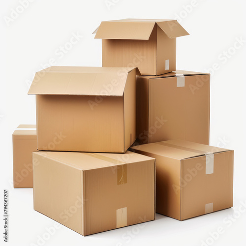 box package delivery cardboard carton packaging isolated shipping gift container brown send transport moving house relocation collection group
