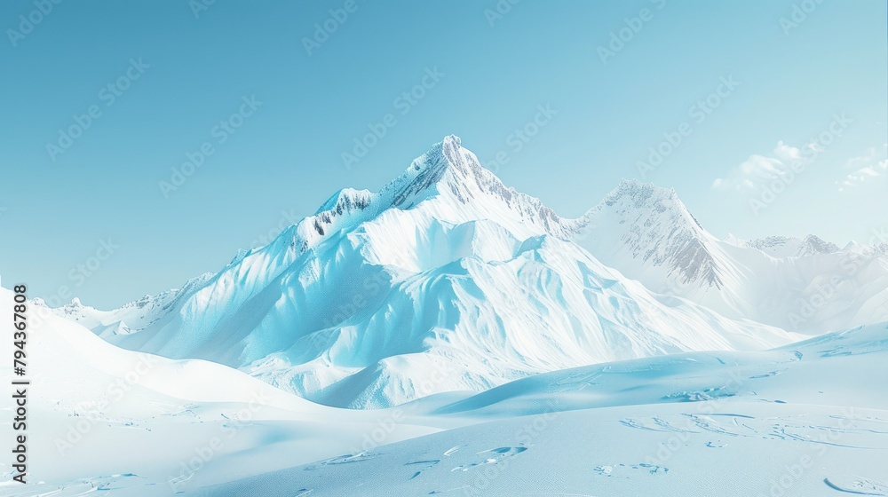Snow covered mountain under clear blue sky