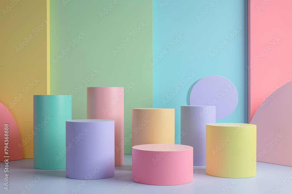 Pastel Geometric Harmony: Abstract Shapes in Soft Hues Pastel Geometric Harmony: Abstract Shapes in Soft Hues