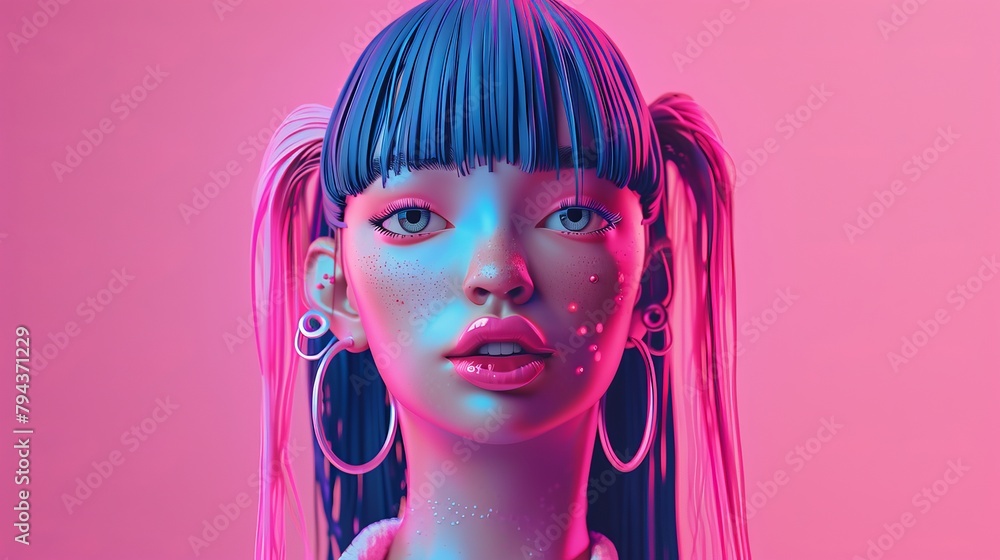 Abstract and modern representation of a cute babe in a 3D style AI generated illustration Abstract and modern representation of a cute babe in a 3D style AI generated illustration