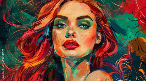 Abstract and modern interpretation of a hot babe in a unique style AI generated illustration