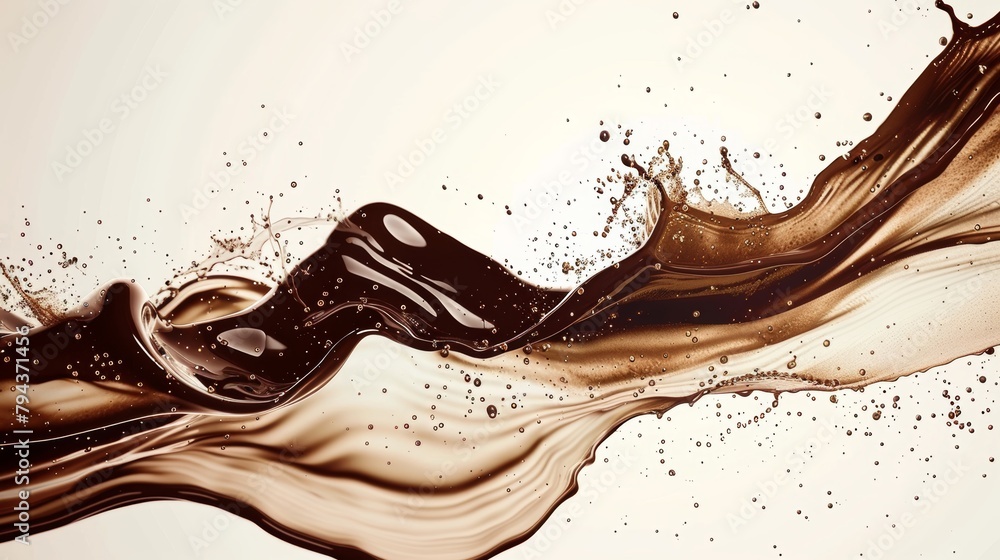 Fototapeta premium Abstract coffee splashes and swirls in a mesmerizing and dynamic design AI generated illustration