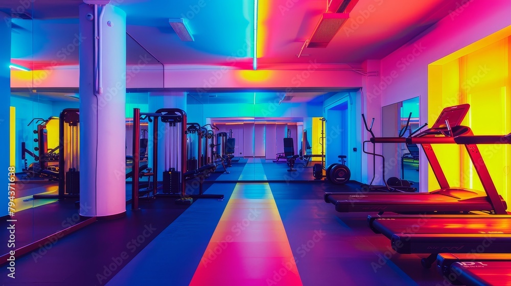 Abstract fitness center in vivid colors   AI generated illustration