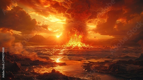 Dramatic Volcanic Eruption Illuminating the Alien-like Landscape of a Superheated Hydrothermal Ecosystem photo