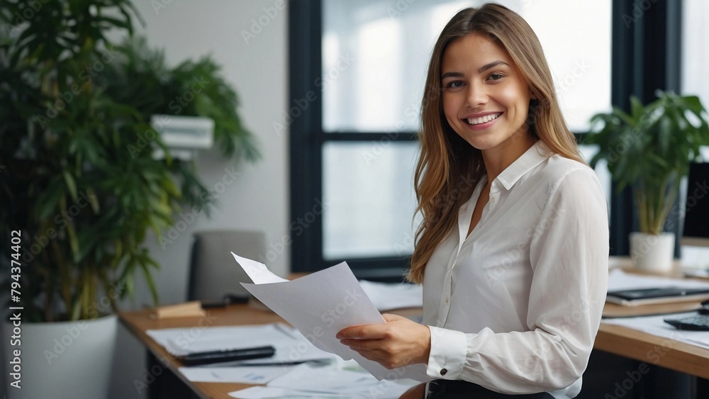 portrait of a business woman working in office portrait of a business woman working in office