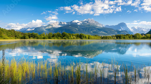 Lake and mountains A mountain reflected