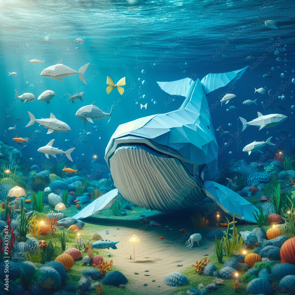 Obraz premium paper whale