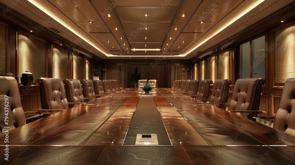 Fototapeta premium A large room with a long table and many chairs