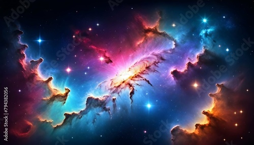  space background with stardust and shining stars realistic colorful cosmos with nebula and milky way.